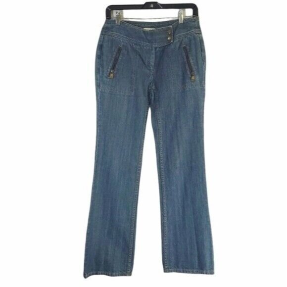 Michael Kors Bootcut Jeans Blue Denim Womens Size 4 Zippered Pockets - Picture 1 of 10